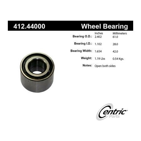 Centric Premium Double Row Wheel Bearing, Parts 412.44000 412.44